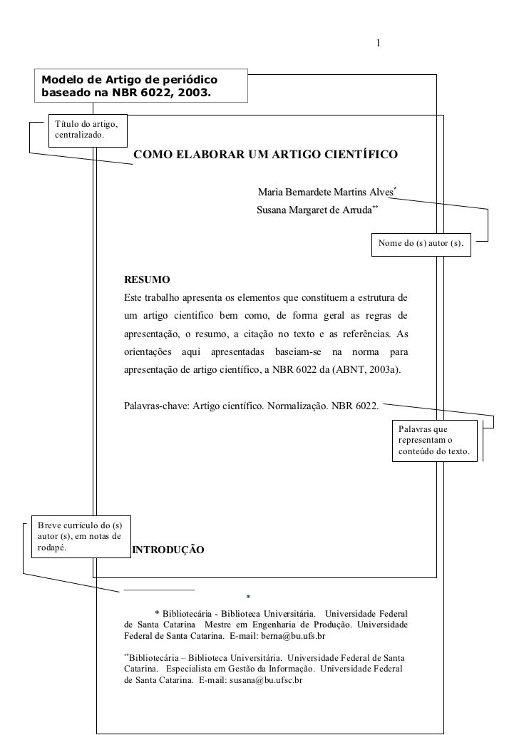 Modelo de artigo cientifico abnt