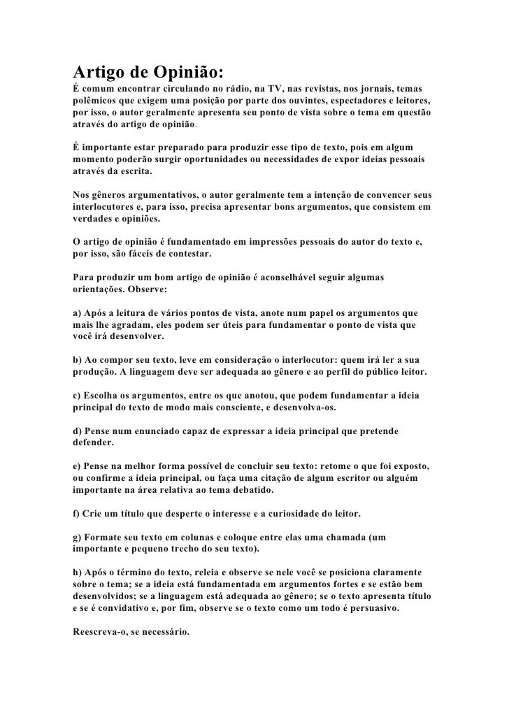 Temas para artigos de opiniao