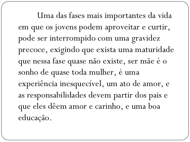 Texto De 20 Linhas Sobre Gravidez Na Adolescência