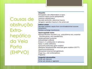Causas de
obstrução
Extra-
hepática
da Veia
Porta
(EHPVO)
 
