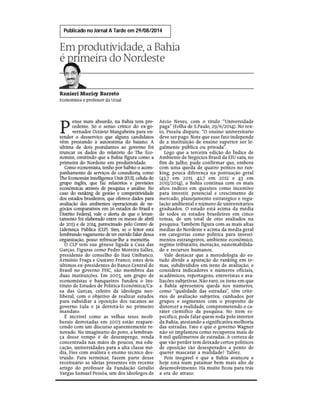 Publicado no Jornal A Tarde em 29/08/2014 
