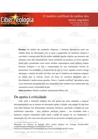 O modelo conflitual de análise dos
                                                         textos sagrados
              ...