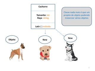 7
Cachorro
Tamanho: int
Raça: string
Latir ( ) método
Objeto New
New
Classe nada mais é que um
projeto de objeto podendo
instanciar vários objetos
 