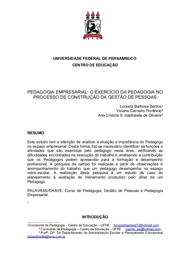 Artigo pedagogia