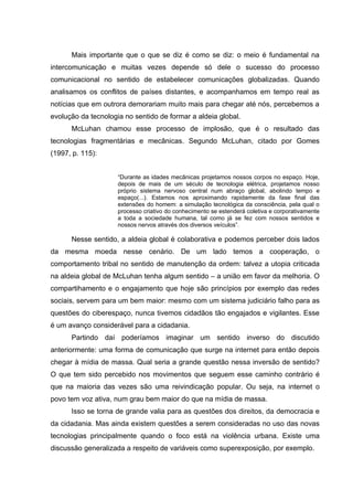 Violência, Mídia e o Exercício da Cidadania.