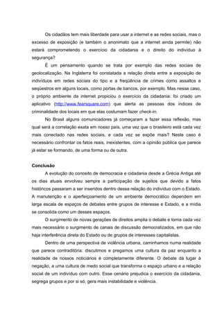 Violência, Mídia e o Exercício da Cidadania.