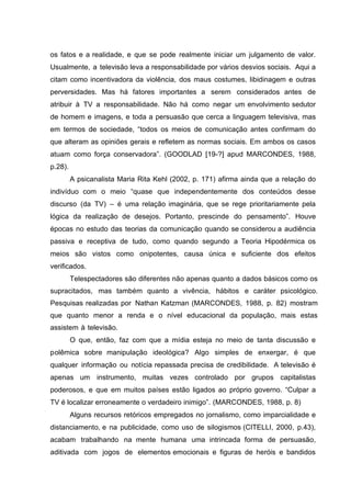 Violência, Mídia e o Exercício da Cidadania.