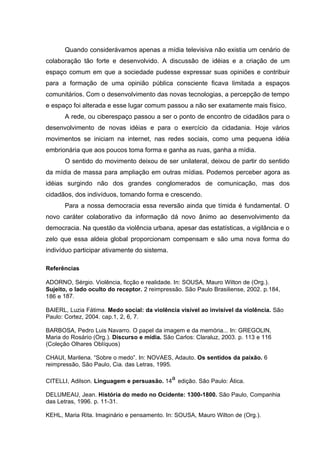 Violência e Mídia: uma abordagem do terror