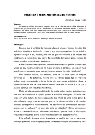 Violência e Mídia: uma abordagem do terror