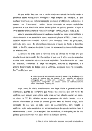 Violência e Mídia: uma abordagem do terror