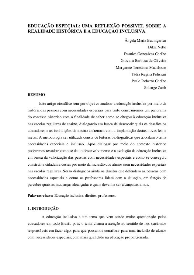 Artigos sobre educação especial inclusiva Artigos sobre educação especial inclusiva