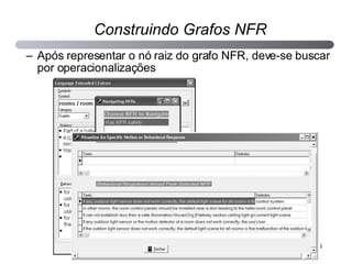 Após representar o nó raiz do grafo NFR, deve-se buscar por operacionalizações Construindo Grafos NFR 