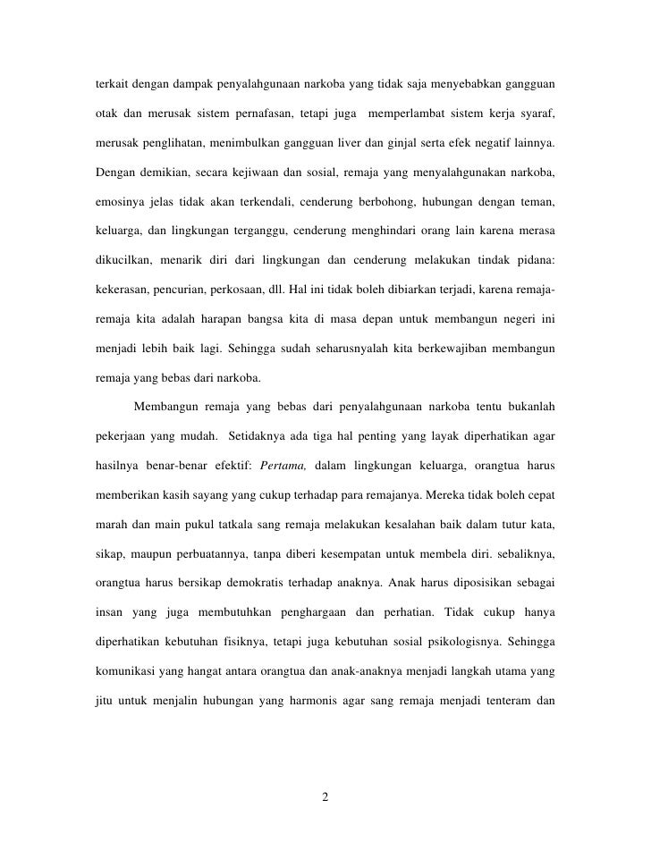 Contoh Esai Generasi Anti Narkoba - Simak Gambar Berikut