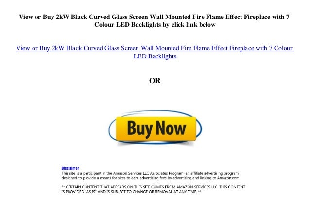 2kw Black Curved Glass Screen Wall Mounted Fire Flame Effect Firepla