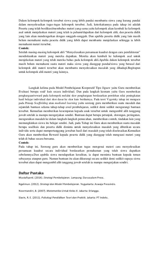 Artikel Model Pembelajaran Kooperatif Tipe Jigsaw dan 