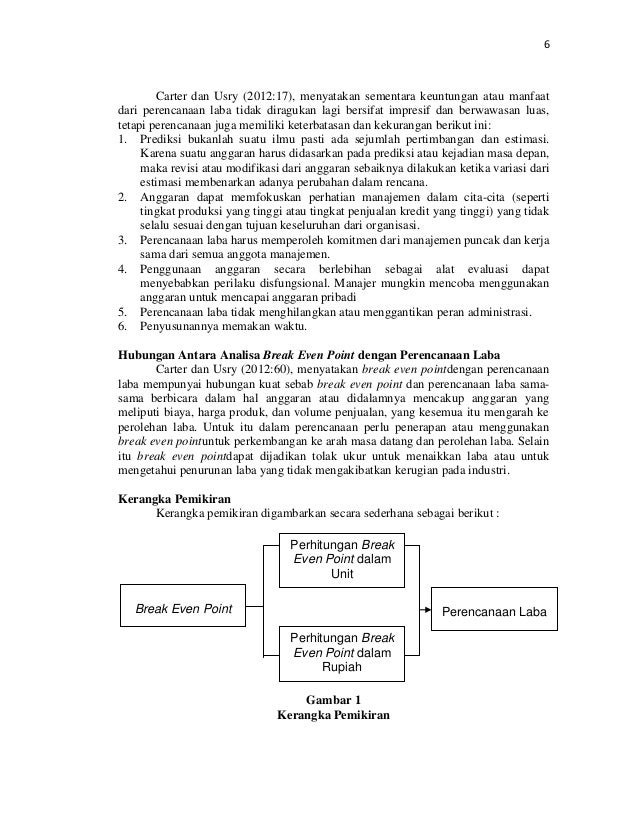 Break Even Point Sebagai Alat Perencanaan Laba Hotel