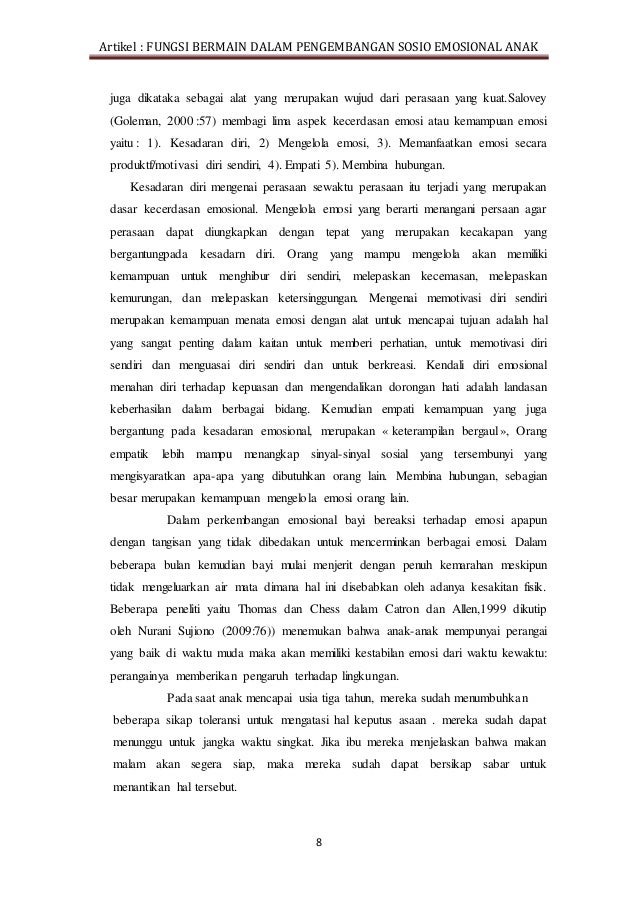 Fungsi Bermain Pada Perkembangan Sosio Emosional Anak