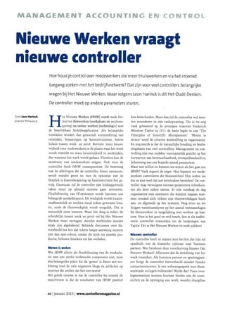 Artikel Leon Harinck (TriFinance) ControllersMagazine januari 2013: 'Nieuwe werken vraagt nieuwe controller