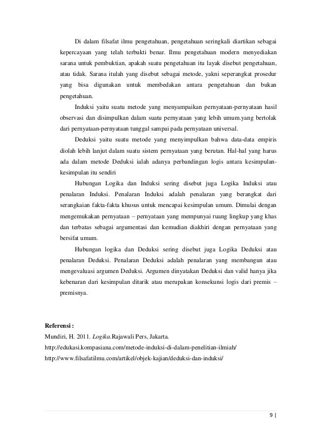 Artikel Filsafat Ilmu dan Logika Metode Induksi dan Deduksi