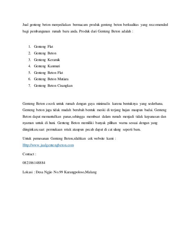 Harga Genteng Harga Genteng Beton Biasa Harga Genteng Beton Flat H