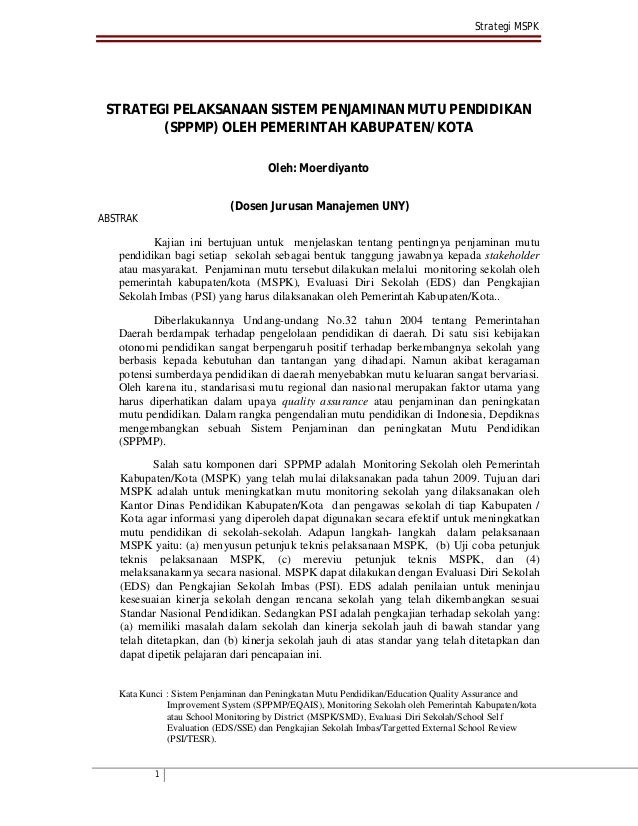 Artikel Penjaminan Mutu Pendidikan