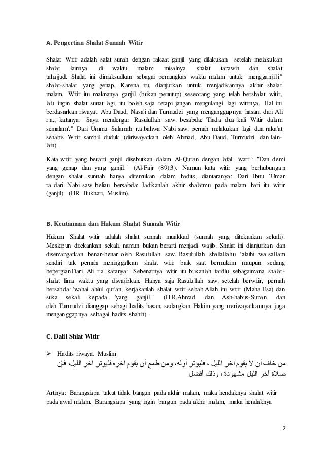 Artikel Sholat Sunnah Witir