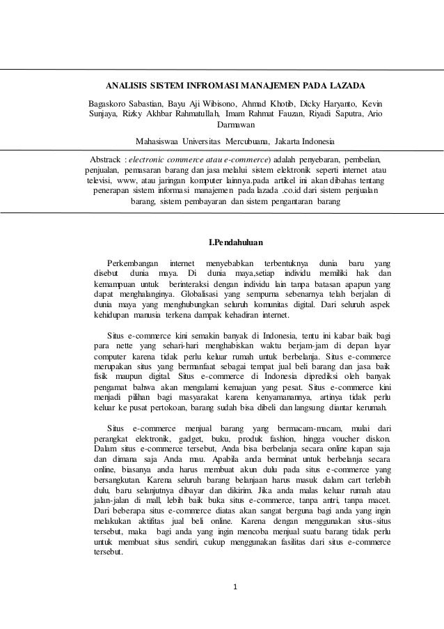 Artikel Sistem Informasi Lazada Imam Rahmat Fauzan Universitas Mer Artikel Sistem Informasi Lazada Imam Rahmat Fauzan Universitas Mer