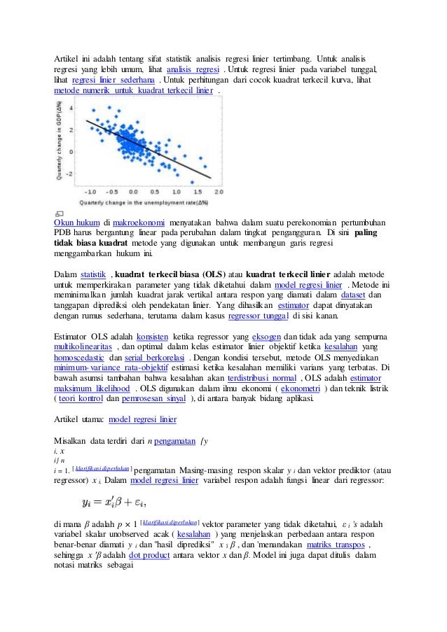 Artikel Tentang Sifat Statistik Analisis Regresi Linier Tertimbang