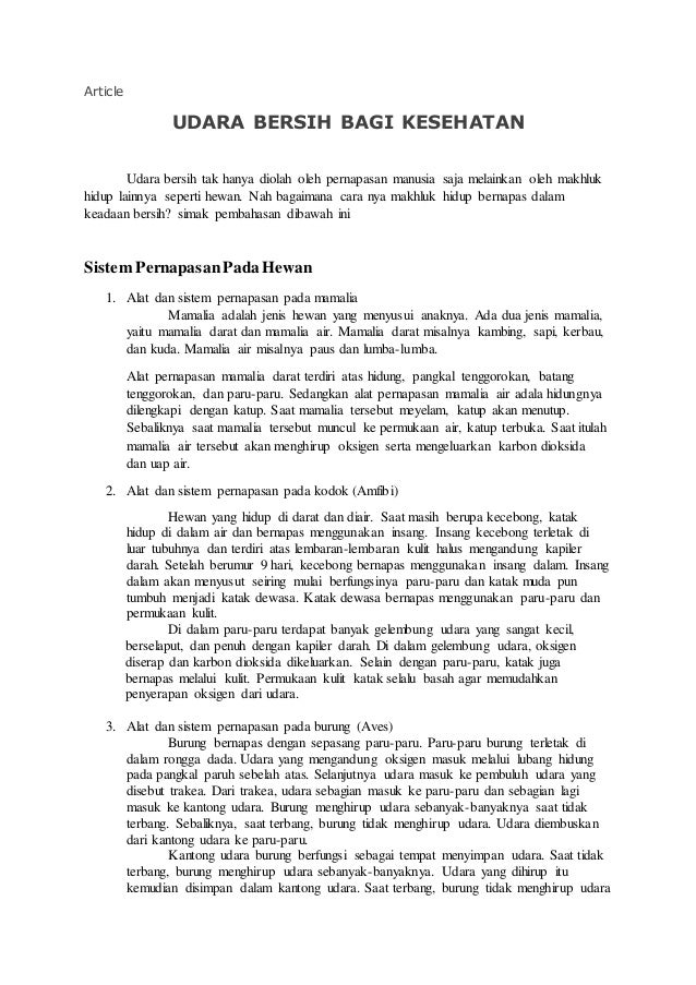 Artikel Udara Bersih Bagi Kesehatan