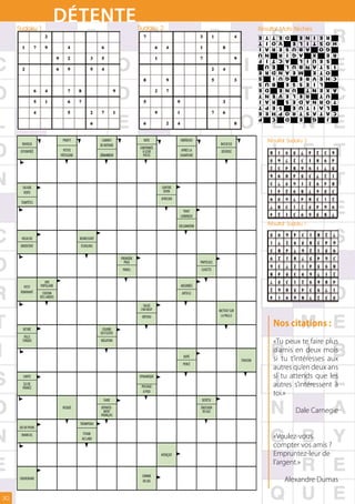 Sudoku 1
                             dÉTeNTe                                               Sudoku 2                                                                  Résultat Mots fléchés
                                                                                                                                                             T T E                                  D E                    EN jEU
                                                                                                                                                                                                                           sOmmE
                                                                                                                                                                                                                                      E I N E                                             R          sOUVERaINE



                                                                                                                                                             O I T                                E   V        apERçOIt
                                                                                                                                                                                                                                      S T I L                                           H O
                                                                                                                                                             R A I                                U S E                               O   A B                  aU labO
                                                                                                                                                                                                                                                                tItaNE
                                                                                                                                                                                                                                                                                          G           INamIcal
                                                                                                                                                                                                                                                                                                     jEU dE pIONs
                                                                                                                                                                                                                                                              tROmpERaI

                                                                                                                                                               N U                    dE gaz
                                                                                                                                                                                     émIssION
                                                                                                                                                                                                  G I R                                 X   A    FRaNçaIs
                                                                                                                                                                                                                                                   mENt
                                                                                                                                                                                                                                                 dépaRtE-                   RIsqUé
                                                                                                                                                                                                                                                                                        R E
                                                                                                                                                                                      déVêtU                                                       FaIRE

                                                                                                                                                             T I F                                  A C                     à pIEd
                                                                                                                                                                                                                           passagE
                                                                                                                                                                                                                                      E U I L                                             S            FRaNcE
                                                                                                                                                                                                                                                                                                        îlE dE
                                                                                                                                                                                                                          dyNamIqUE                                                                    lImItE

                                                                                                                                                             E U
                                                                                                                                                             éVasION
                                                                                                                                                                                                  U L
                                                                                                                                                                                                   pERcé
                                                                                                                                                                                                    dUpé
                                                                                                                                                                                                                                      T A N B                                           I S
                                                                                                                                                             D R E                                E A N                               T E   M    NégatION
                                                                                                                                                                                                                                                 dU FlEUVE
                                                                                                                                                                                                                                                                                          O            tURqUE
                                                                                                                                                                                                                                                                                                        VIllE
                                                                                                                                                                                                                                                  cOURbE                                               REtIRé

                                                                                                                                                             I   S      la paIllE
                                                                                                                                                                       mEttaIt sUR
                                                                                                                                                                                                    G U                    ObtENU
                                                                                                                                                                                                                          l’aN NEUF
                                                                                                                                                                                                                                      E V R E                                           C H
                                                                                                                                                                                                                            salUE

                                                                                                                                                             B U S                                S E
                                                                                                                                                                                                   aRtIclE
                                                                                                                                                                                                  absORbés
                                                                                                                                                                                                                                      L I E S                                           dEs laNdEs
                                                                                                                                                                                                                                                                                         statION
                                                                                                                                                                                                                                                                                        pOpUlaIRE
                                                                                                                                                                                                                                                                                                      RUmINaNt
                                                                                                                                                                                                                                                                                                        pEtIt
                                                                                                                                                                                                                                                                                           jOIE

                                                                                                                                                               D E                   cUVEttE
                                                                                                                                                                                     paRtIcUlE
                                                                                                                                                                                                  U N E                               E N T
                                                                                                                                                                                                                                       paREIl
                                                                                                                                                                                                                                        pagE
                                                                                                                                                                                                                                                                                        A X
                                                                                                                                                                                                                                      pREmIèRE

                                                                                                                                                             E N T                                L E V                               T   R E                 échElONs
                                                                                                                                                                                                                                                              REdREssENt
                                                                                                                                                                                                                                                                                          U          ORIENtENt
                                                                                                                                                                                                                                                                                                      VIEUX dO


                                                                                                                                                             R A I                                E S
                                                                                                                                                                                                 EXclamatION

                                                                                                                                                                                                  lUmINEUX
                                                                                                                                                                                                                                      R N A D                                           T O
                                                                                                                                                                                                    tRaIt

                                                                                                                                                             E P T                                E   S        aFRIcaIN
                                                                                                                                                                                                                dIVIN
                                                                                                                                                                                                                                      A I T U                                             L           tEmpêtEs

                                                                                                                                                                                                                                                                                                        VERtE
                                                                                                                                                                                                               chIFFRE                                                                                 saladE

                                                                                                                                                             H E E                                R O P                               T A S T                                           C A
                                                                                                                                                             C   P      déVERsé
                                                                                                                                                                        bassEssE
                                                                                                                                                                                                    D
                                                                                                                                                                                                 sIgNatURE
                                                                                                                                                                                                  apRès la
                                                                                                                                                                                                                            pOstE
                                                                                                                                                                                                                            à lEUR
                                                                                                                                                                                                                          cONFIRmés
                                                                                                                                                                                                                                        G   E    démaRREUR

                                                                                                                                                                                                                                                 dE NOtaIRE
                                                                                                                                                                                                                                                                           pâtIssERIE
                                                                                                                                                                                                                                                                             pEtItE
                                                                                                                                                                                                                                                                                          J          EFFONFRéé
                                                                                                                                                                                                                                                                                                       ENVIEUX
                                                                                                                                                                                                  ONéREUsE                  NOtE                  cabINEt                   pROFIt




       ENVIEUX
                                  pROFIt                    cabINEt                   NOtE                  ONéREUsE
                                                                                                                                      bassEssE
                                                                                                                                                                              Résultat Sudoku 2
                                                           dE NOtaIRE
                                                                                   cONFIRmés
      EFFONFRéé                    pEtItE                                            à lEUR                 apRès la                  déVERsé
                                 pâtIssERIE                démaRREUR                 pOstE                 sIgNatURE




       saladE                                                                                   chIFFRE
        VERtE                                                                                    dIVIN
                                                                                                aFRIcaIN
       tEmpêtEs

                                                                                                              tRaIt
                                                                                                            lUmINEUX

                                                                                                           EXclamatION                                                        Résultat Sudoku 1

       VIEUX dO                               REdREssENt
      ORIENtENt                               échElONs

                                                                        pREmIèRE
                                                                          pagE                                           paRtIcUlE
                                                                         paREIl                                          cUVEttE

                       jOIE
        pEtIt       pOpUlaIRE                                                                               absORbés
      RUmINaNt       statION                                                                                 aRtIclE
                    dEs laNdEs

                                                                                      salUE
                                                                                    l’aN NEUF                                        mEttaIt sUR
                                                                                    ObtENU                                            la paIllE


        REtIRé                                              cOURbE
                                                                                                                                                                                        Nos citations :
                                                           dU FlEUVE
        VIllE
       tURqUE                                              NégatION                                                                                                                     «Tu peux te faire plus
                                                                                                                                                                                        d’amis en deux mois
                                                                                                              dUpé
                                                                                                                                                   éVasION                              si tu t’intéresses aux
                                                                                                             pERcé
                                                                                                                                                                                        autres qu’en deux ans
        lImItE                                                                     dyNamIqUE                                                                                            si tu attends que les
        îlE dE
       FRaNcE                                                                       passagE                                                                                             autres s’intéressent à
                                                                                     à pIEd
                                                                                                                                                                                        toi.»
                                                             FaIRE                                                        déVêtU
                                  RIsqUé                   dépaRtE-                                                      émIssION
                                                             mENt
                                                           FRaNçaIs
                                                                                                                          dE gaz                                                                                                    Dale Carnegie
                                              tROmpERaI
     jEU dE pIONs
                                                tItaNE
       INamIcal
                                               aU labO                                                                                                                                  «Voulez-vous
                                                                                                                                                                                        compter vos amis ?
                                                                                                apERçOIt                                                                                Empruntez-leur de
                                                                                                                                                                                        l’argent.»
                                                                                     sOmmE
      sOUVERaINE
                                                                                     EN jEU                                                                                                                    Alexandre Dumas

0
 