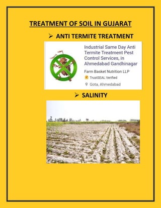 TREATMENT OF SOIL IN GUJARAT
 ANTI TERMITE TREATMENT
 SALINITY
 