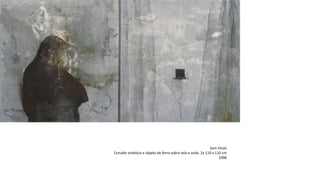 Sem título
Esmalte sintético e objeto de ferro sobre tela e voile, 2x 110 x 110 cm
1998
 