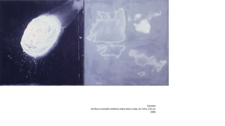 Cometa
Acrílica e esmalte sintético sobre tela e voile, 2x 110 x 110 cm
1999
 