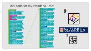 Final code for my Pasadena Rose:
 