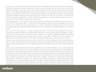 If I’ve said something that’s ambiguous or that’s questionable or I’ve done something that they want to hold me to account for.  If I’ve said something and they think that’s questionable, I think I should make myself available to explain. Not to apologise, not to back down, but at least to explain where I’m coming from if they want to carry on having a go.   N. Baym: “How does the young artist who doesn’t already have a readymade audience like I did, how do they do it?” B. Bragg:  Because this was easy for me.  I just plugged in on Facebook and there we were 10,000 people overnight, now it’s 55,000. So it’s never been a problem.  But how does the young band who nobody knows? That’s the real question for my industry. It’s a double-edged sword the internet, because you are on your own, by and large, but then again you always were. But equally you know you have this incredible resource there, and how can you use that resource to communicate to people? And how can you allow the openness to not undermine the thing you’re trying to do? Because if you do stick your head above the parapet, people are going to have a go. That comes with it, you know that’s the reality of it, and I’m not complaining about that but you know at least in my case people have a go at my politics. If you’re a young band who just play guitar and people just don’t like you because of the way you look or because they you know whatever.  You can’t afford to waste time getting angry about that shit, you just keep doing what you’re doing because what you do and true to it. It’s a brilliant thing but it’s a double edged sword.  I mean that’s the thing about the internet – its potential for the artist as an individualistic idealist. And not about politics, just about themselves and about their music. It’s a brilliant, brilliant tool. But it also does allow the world to come in and have an opinion of you.  That’s what fame is though, that’s the nature of fame.  Everybody’s got an opinion of you whether you like it or not.   