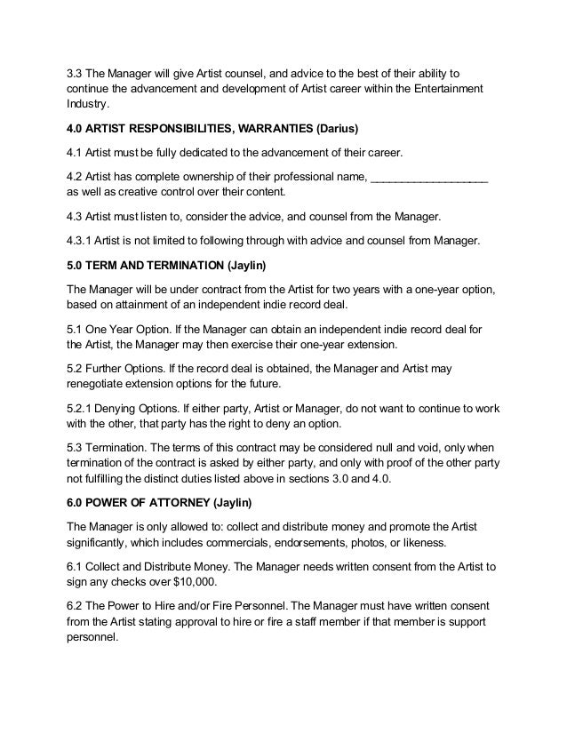 manager artist contract