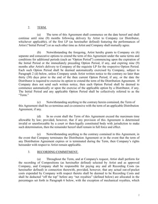 What does a record label contract look like