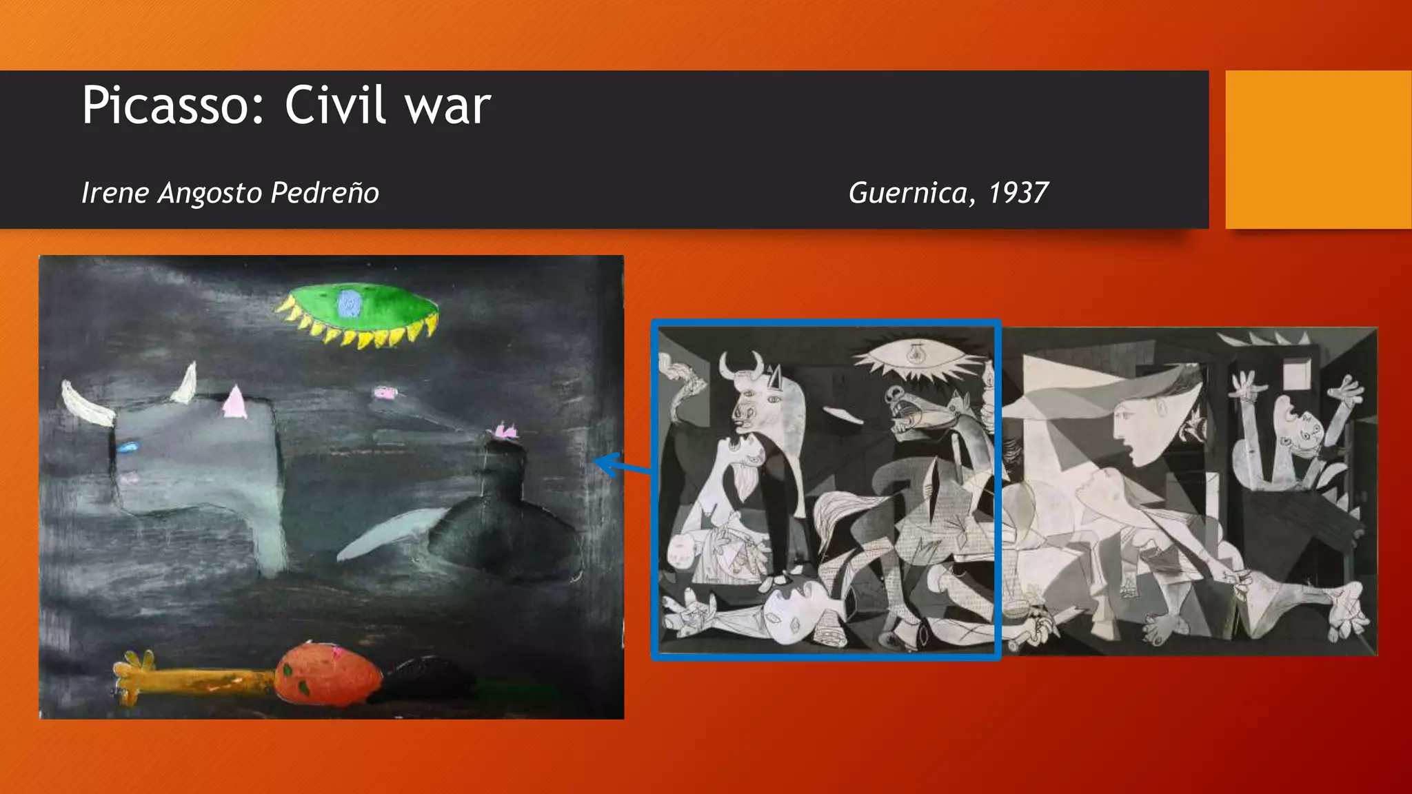 Picasso: Civil war
Irene Angosto Pedreño Guernica, 1937
 