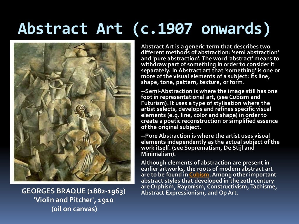 Artists, movements and styles in modern art