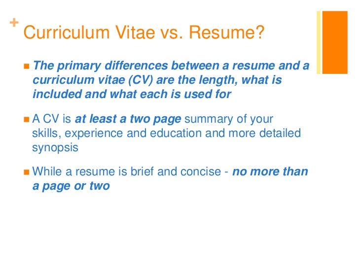 Difference of cv and resume