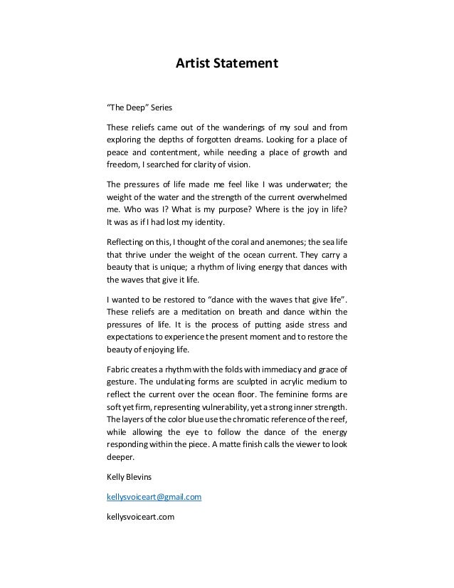 artist statement the deep artist statement format
