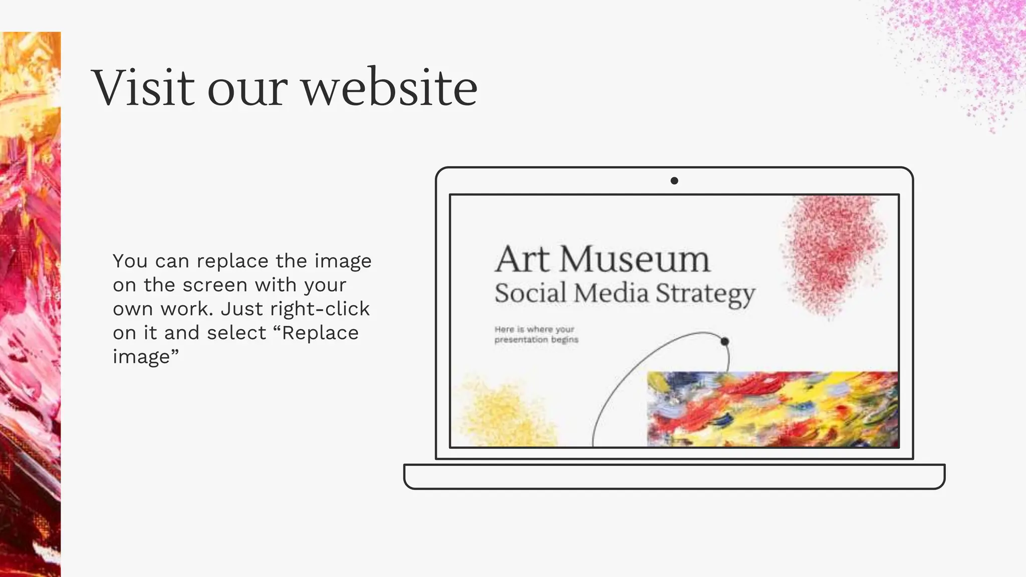 Curated visual reference: Museums Social Media Security And Display Reference: Art Museum Social Media Strategy By Slidesgo Pptx