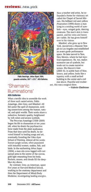 ArtNews Review of Shamanic Illuminations Exhibition Dec 2011