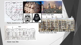 Alzado Casa Mila
Chimeneas Casa Mila
Fachada frontal Casa Mila
Planta arquitectonica Casa Mila
 