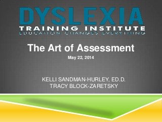 KELLI SANDMAN-HURLEY, ED.D.
TRACY BLOCK-ZARETSKY
The Art of Assessment
May 22, 2014
 