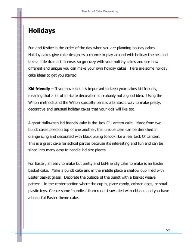 cake decorating resume