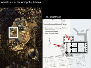 Aerial view of the Acropolis, Athens. The Erechtheion 