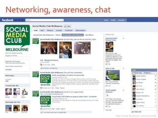 Networking, awareness, chat http://www.facebook.com/smcmelb 
