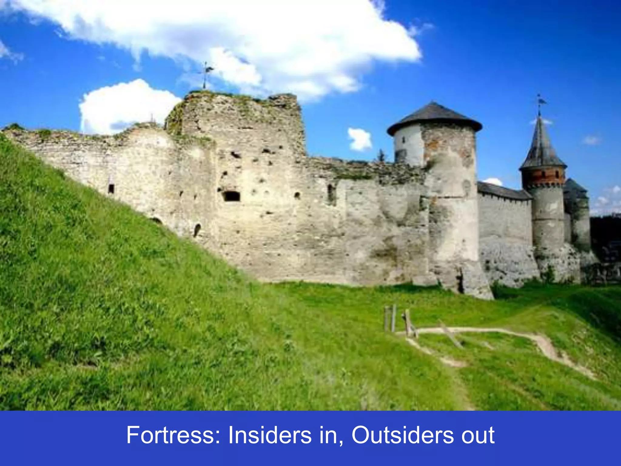 Fortress: Insiders in, Outsiders out
 