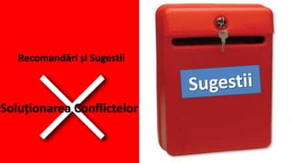 Recomandări și Sugestii
Soluționarea Conflictelor
 